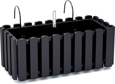 Prosperplast fence-look plantenbak bloembak - kunststof - 38 x 18 x 16 cm - antraciet - hangend - voor binnen en buiten