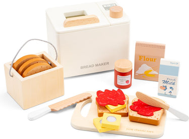 Woet new classic toys® houten speelgoed broodbakmachine - 17-delige speelset inclusief snijplank, brood, beleg accessoires - bakspeelgoed voor kinderen - fsc - rollenspel keukenspeelgoed - vanaf 3 jaar