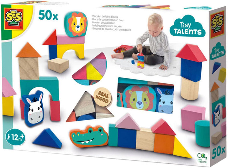 Afbeelding laden in galerijviewer, Ses tiny talents houten bouwblokken
