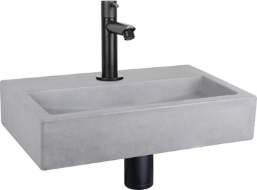 Differnz flat fonteinset - beton lichtgrijs - kraan recht mat zwart - 38 x 24 x 8 cm