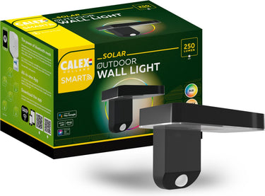 Calex smart outdoor solar buitenlamp - slimme wandlamp - rgb en warm wit - zwart