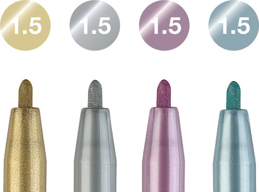 Faber-castell tekenstift - pitt artist pen - metallic - 4-delig etui - fc-167304