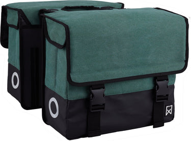 Willex dubbele fietstas - canvas - reflectie - 57 liter - universele bevestiging - hunter green matt black