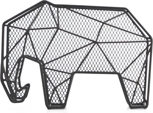 Kikkerland brievenhouder - grafische olifant - zwart - organiser - metaal - 25x15x9cm