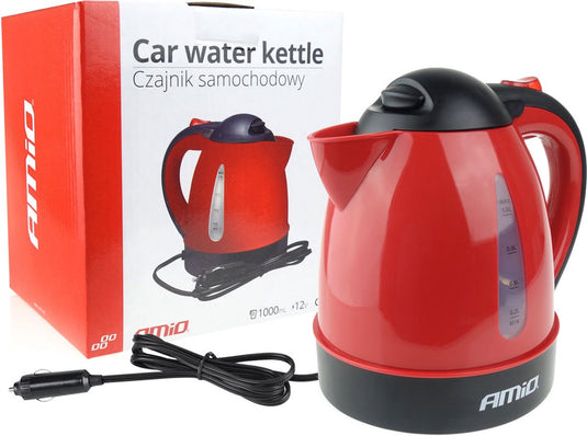 Amio vrachwagen waterkoker - rood - 24v 300w - water koker voor vrachtwagen camper bus - alleen geschikt voor 24v voertuigen