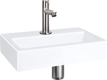 Differnz flat fonteinset - keramiek - kraan recht mat chroom - 38 x 24 x 7 cm