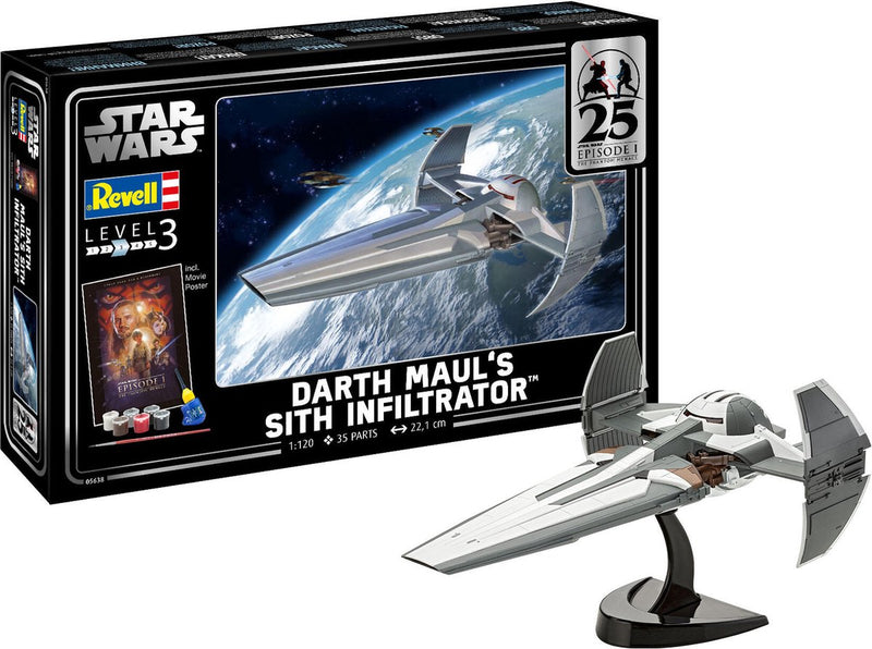 Afbeelding laden in galerijviewer, Revell modelbouwpakket star wars - darth mauls sith infiltrator 1:120 - 35dlg.
