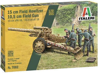 Italeri modelbouwpakket militaire voertuigen - 7082 15 cm field howitzer 10,5 cm field gun plastic - 1:72 - modelbouw