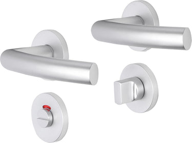 Impresso deurkruk - burton - voor binnen - rond met rond toiletrozet - aluminium - 2 stuks