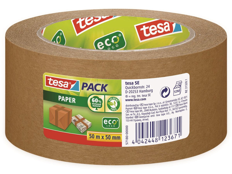 Afbeelding laden in galerijviewer, Tesa verpakkingstape papier 50mx50mm bruin scheurbestendig
