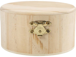 Creativ company houten knutseldoos rond met deksel 11cm opbergbox.