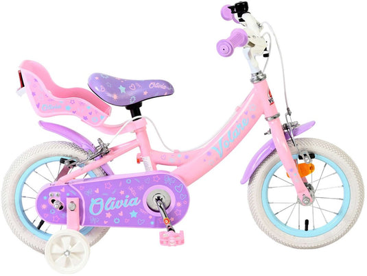 Volare olivia kinderfiets - meisjes - 12 inch - roze - twee handremmen