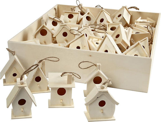 Creativ company vogelhuis, h: 7 cm, populier, 60 assorti