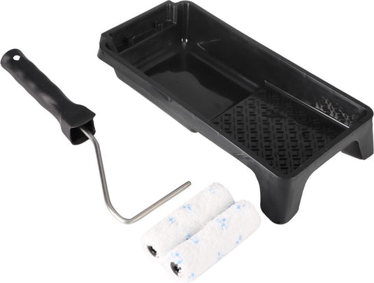 Houthandel veneman copenhagen pro beitsset microvezel - 4-delig - 2 microvezel rollers (10 cm) - verfbakje - beugelroller