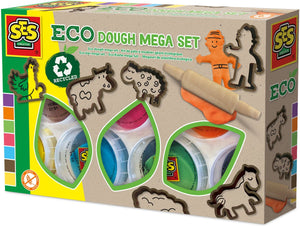 Ses creative - eco klei - eco mega set met tools (7x90g) - vegan en glutenvrij - herbruikbaar - uitwasbaar - vanaf 2 jaar