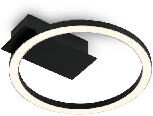B.k.licht - plafondlamp led ring - plafonniere zwart - ø21cm - warm wit licht 3.000 k - 5w - 500lm