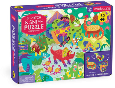 Mudpuppy kras en snuffel puzzel - pizzasaurus - 38x28cm - 60 stukjes - 4 jaar