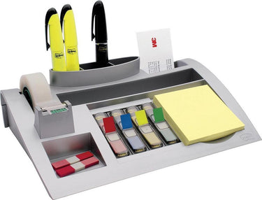 Post-it desk organizer c50 337x240x95mm zilvergrijs + notes, index, magic tape