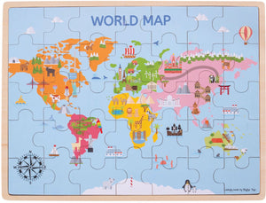 Bigjigs toys - houten puzzel 'wereldkaart' (35st.)