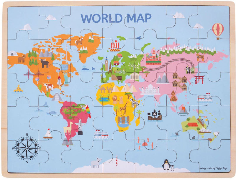 Afbeelding laden in galerijviewer, Bigjigs wereldkaart puzzel.
