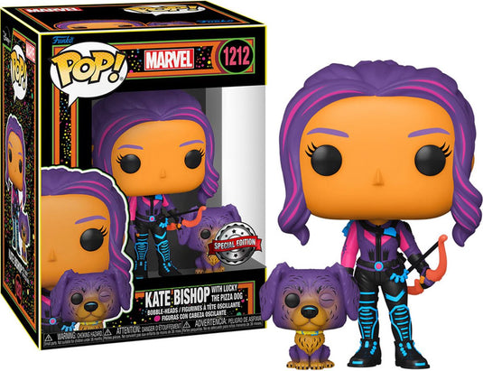 Funko pop! marvel: hawkeye (2021) - kate bishop with lucky blacklight exclusive