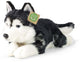 Rappa eco knuffel husky 36 cm - realistische knuffel van recyclede pet flessen - zwart, wit