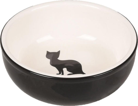 Flamingo - katten eet-en drinkbak nala - zwart wit - 13 x 13 x 4.5 cm s