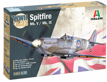 Italeri modelbouwpakket vliegtuigen - 1482 supermarine spitfire mk.v mk.ix - s - brits jachtvliegtuig plastic - 1:72 - modelbouw