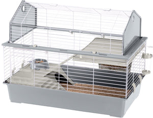 Ferplast konijnenkooi voor kleine huisdieren - openend dak - met accessoires en stickers - 96 x 57 x h 73 cm