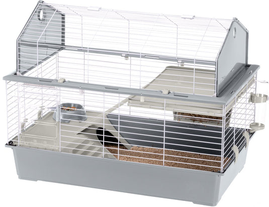 Ferplast konijnenkooi voor kleine huisdieren - openend dak - met accessoires en stickers - 96 x 57 x h 73 cm
