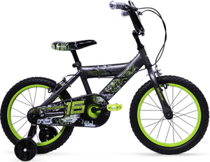 Huffy delirium 16 inch jongensfiets - grijs en groen bmx-stijl kinderfiets
