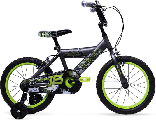 Huffy delirium 16 inch jongensfiets - grijs en groen bmx-stijl kinderfiets