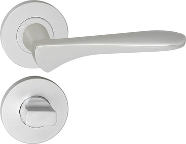 Impresso deurkruk - watford - voor binnen - rond met rond toiletrozet - aluminium - 2 stuks