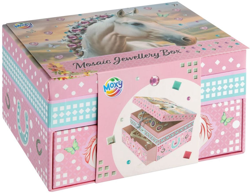 Afbeelding laden in galerijviewer, Moxy paarden juwelendoos mozaiek versieren - knutselset sieradendoos - creatief speelgoed meisjes vanaf 3 jaar - cadeautip home deco
