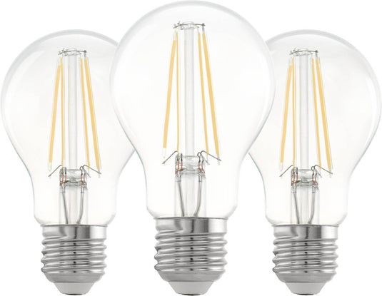 Eglo led lamp - e27 - ø 6 cm - a60 - helder - 2700k - set van 3