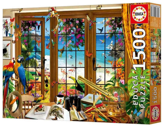 Educa puzzel vogelaars raam 1500 stukjes legpuzzel karton.