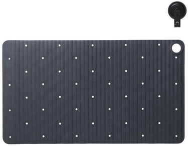 Sealskin ribb - antislip badmat 40x70 cm - antraciet - inclusief zwarte haak