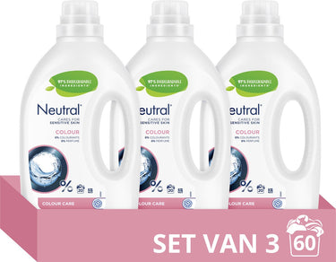 Neutral - vloeibaar wasmiddel - kleur - parfum vrij - 3 flessen - 60 wasbeurten - voordeelverpakking