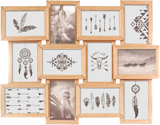 Atmosphera collage fotolijst - voor 12 foto's - 58 x 45 cm - hout - fotolijsten