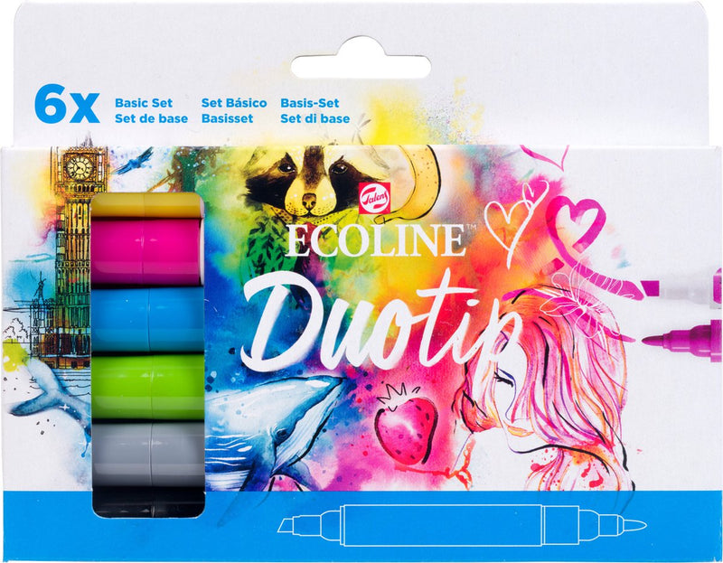 Afbeelding laden in galerijviewer, Talens ecoline duotip markers basisset, 6dlg.
