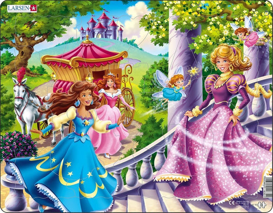 Larsen prinsessen – puzzel – fantasie en verhaal – prinsessen – educatieve legpuzzel voor kinderen – 24 stukjes – gemaakt in noorwegen – extra dikke 2,5 mm stukjes – tray met vaste rand