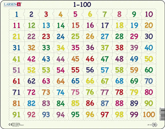 Selecta larsen legpuzzel leren rekenen getallen 1-100, 100st.