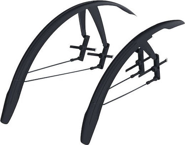 Bbb cycling discguard set - spatbordset gravelbike racefiets - spatbord 28 inch - max breedte van band: 42mm - voorspatbord achterspatbord - zwart - bfd-65s