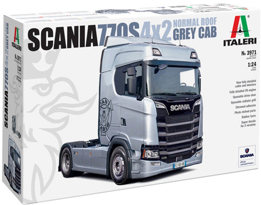 Italeri modelbouwpakket vrachtwagens - 3971 scania s770 v8 4x2 - normale cabine - grijze versie - vrachtwagen plastic - 1:24 - modelbouw