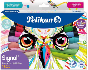 Pelikan markeerstiften set 16 stuks – highlighters neon pastel – beitelpunt 2-5 mm