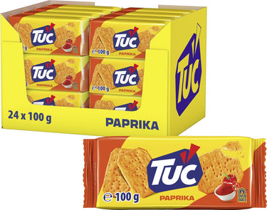 Lu tuc crackers paprika - 24 x 100g - zoutje - voor de borrel - ovengebakken - zoutjes - crackers - snack - lekker bij de film