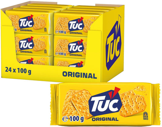 Tuc crackers original - 24 x 100g - zoutje - voor de borrel - ovengebakken - zoutjes - crackers - snack - lekker bij de film