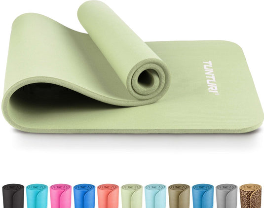 Tunturi nbr yogamat anti slip - fitnessmat extra dik zacht - sportmat - 180x60x1.5cm - incl trainingsapp - mint