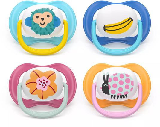 Philips avent avent ultra air happy 2 orthodontische fopspenen 6-18 maanden (modellen : aap en banaan)