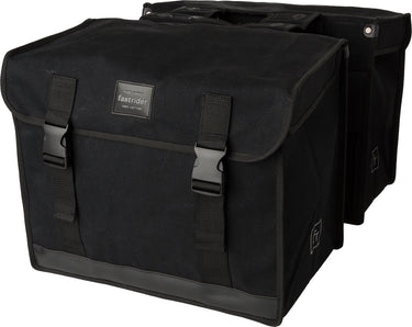 Fastrider canvas hybride 37 dubbele fietstas zwart 65l - afgeschuind - waterafstotend canvas - reflecterend - geschikt voor e-bike